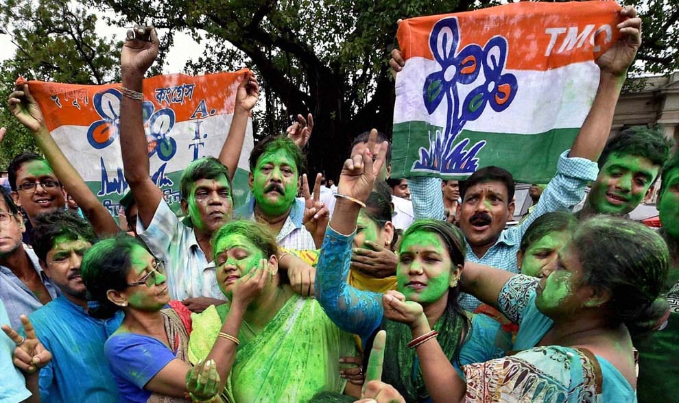 tmc and AIADMK supporters celibrate