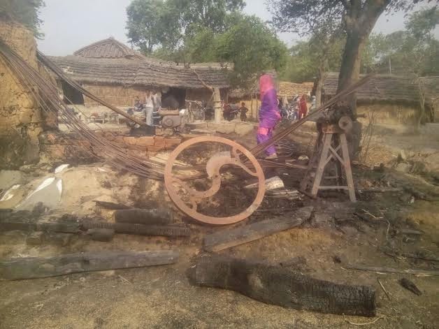 Five huts gutted