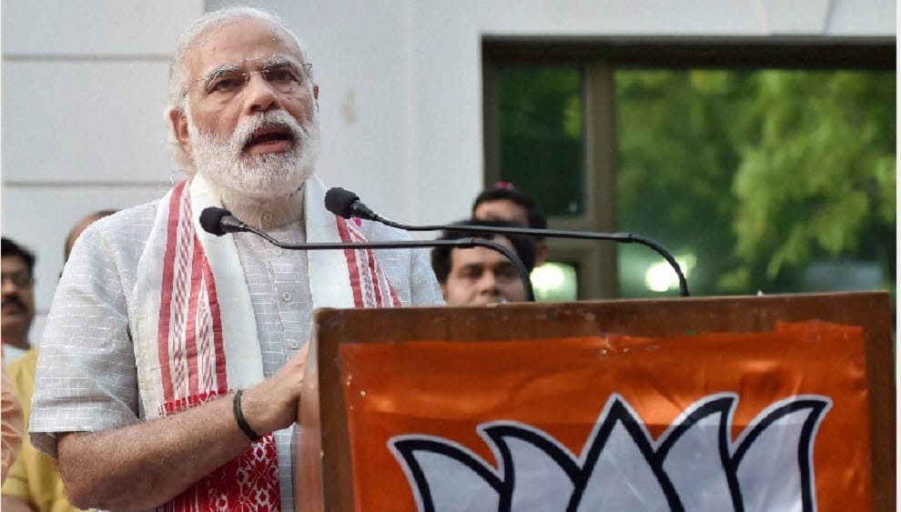BJP's victory in Assam assembly, Modi says thanks at Delhi BJP office 
