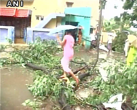 Water logging and storm in various parts of coastal area after heavy rains caused by cyclone Roanu