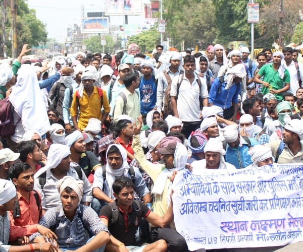 Protest for police recruitment exam result.