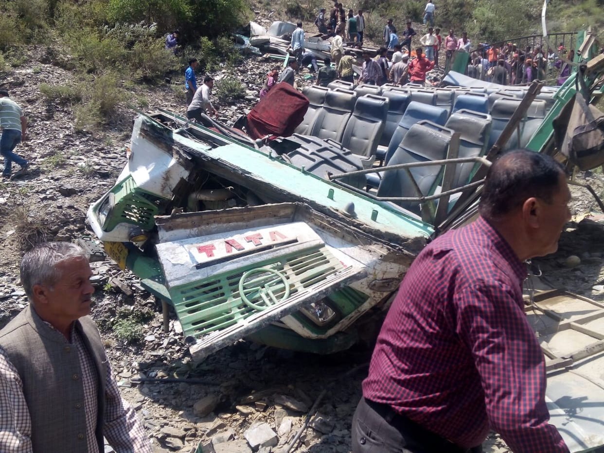 10 killed in theog hrtc bus accident, live photos.