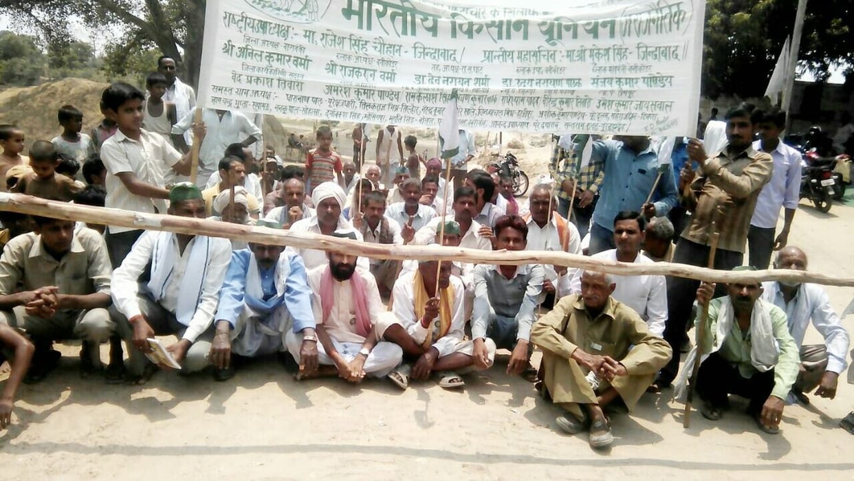 Health deteriorated farmers sitting on dharna