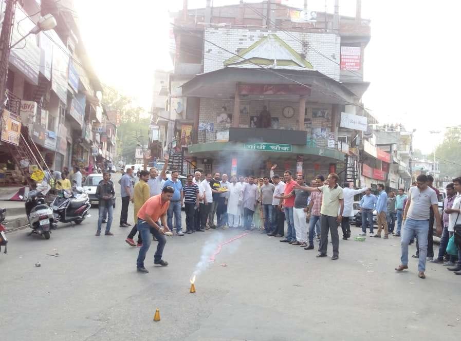 BJP workers celebrate Anurag's election as BCCI President