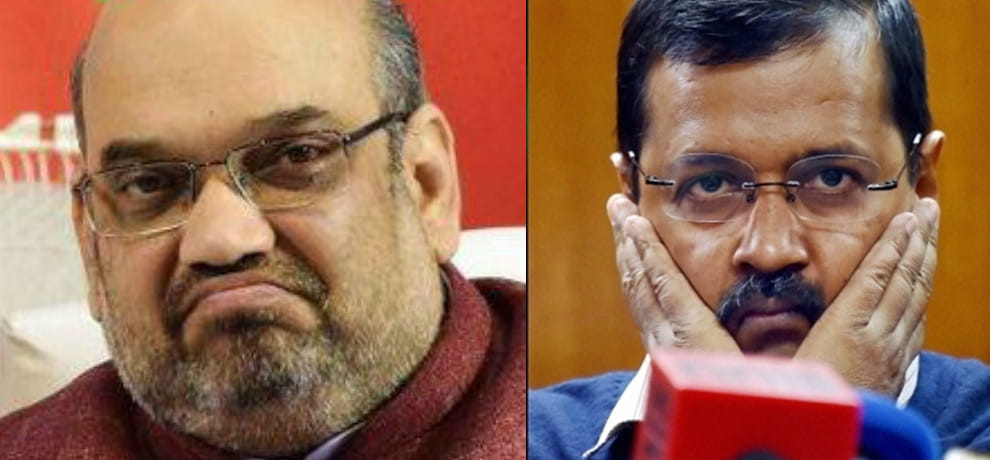kejriwal tweeted and challenged amit shah and ajay makan for attacking him