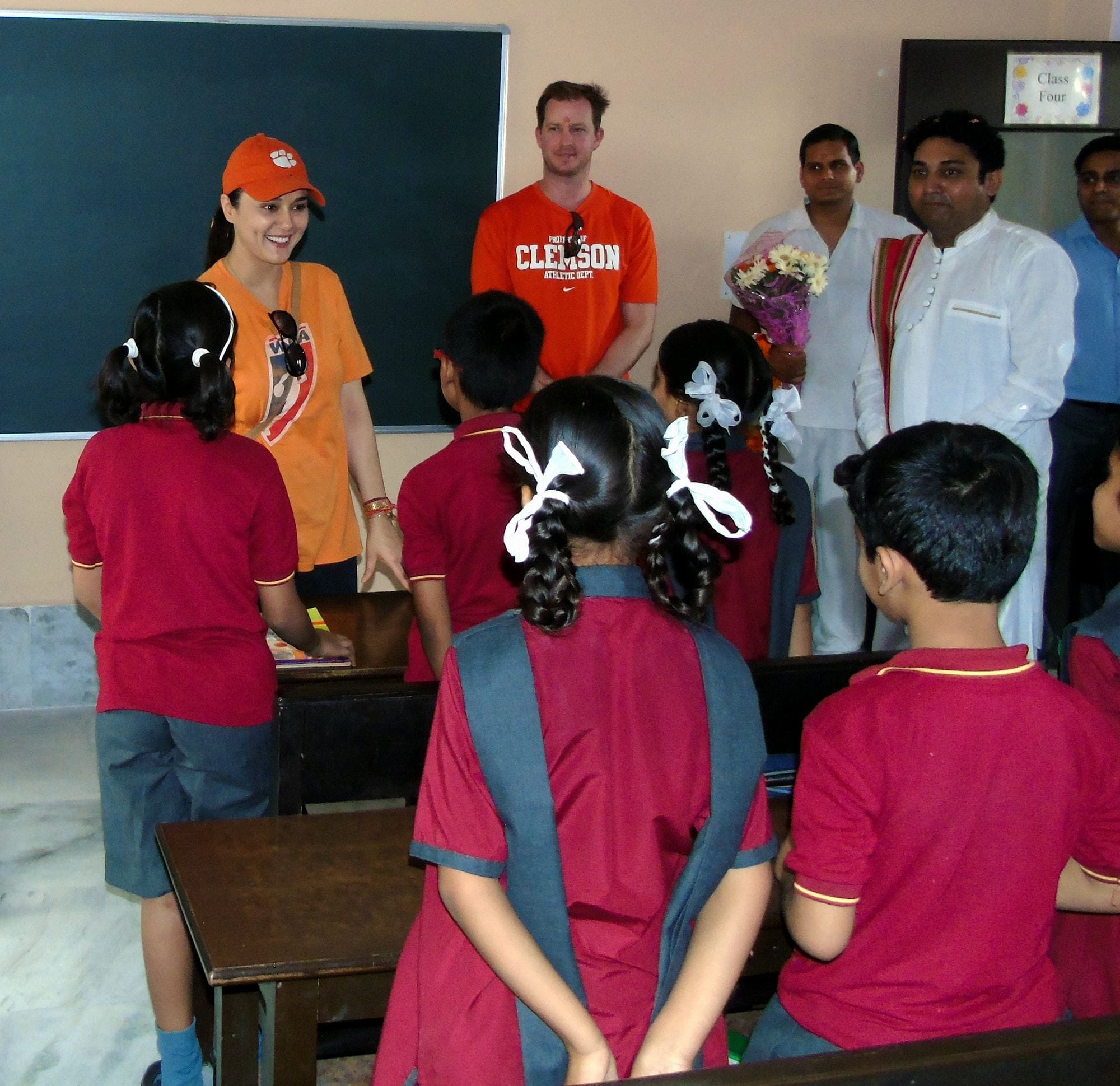 Bollywood actress preity zinta in rishikesh with husband.