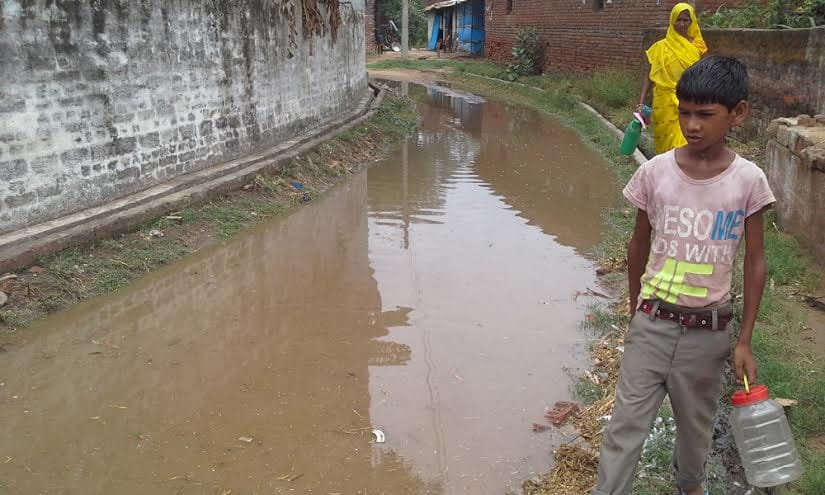 The first rain water filled the streets