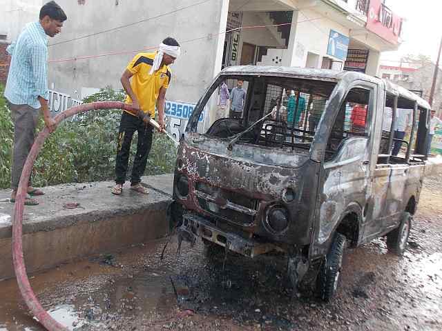 car catches fire