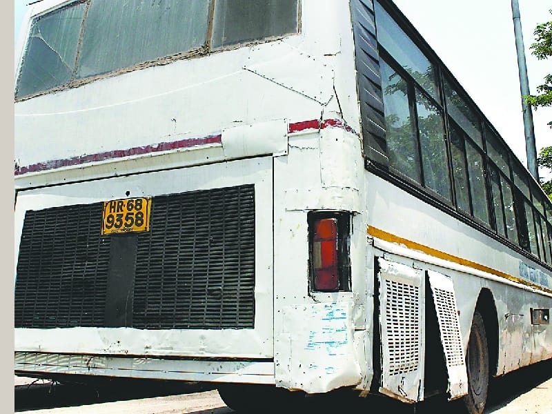 city bus service, ten lo floor buses damage standing in sector 5 bus  stand in panchkula