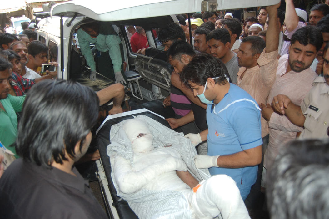 fireworks explosion in scrambling to seize in Meerut.