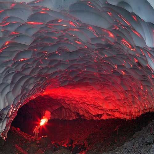 a beautiful ice cave in russia