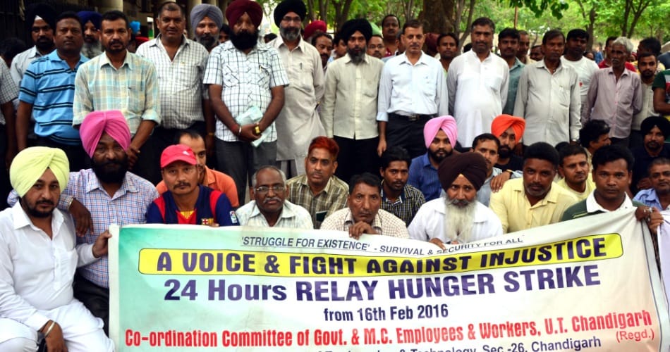 protest, employee protest, co-ordination commette protest, chandigarh