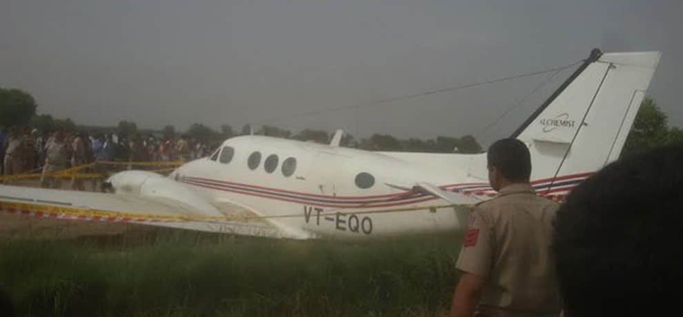 crash landing of air ambulance in a field of najafgarh, delhi