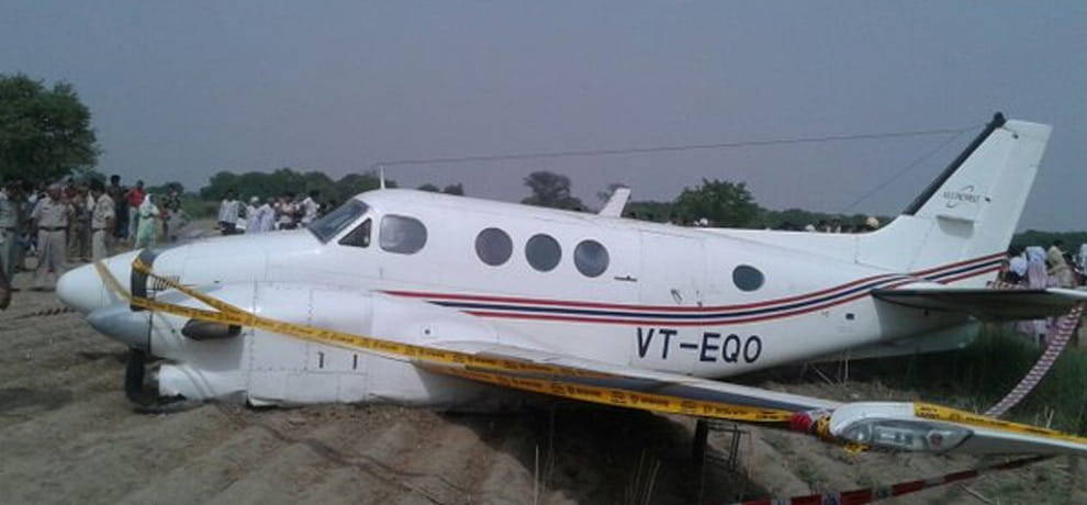 crash landing of air ambulance in a field of najafgarh, delhi