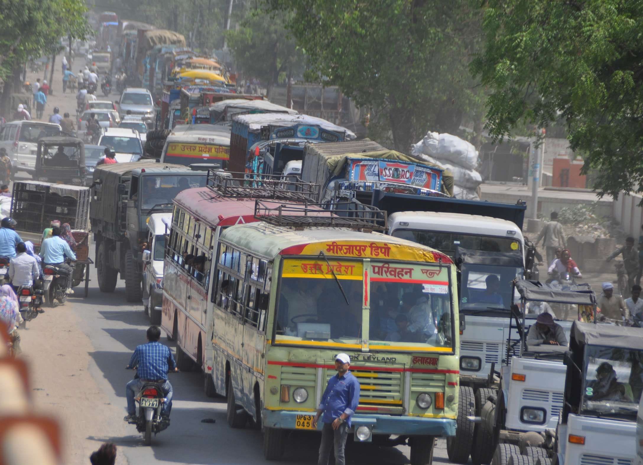 Road jam due to rain in varanasi