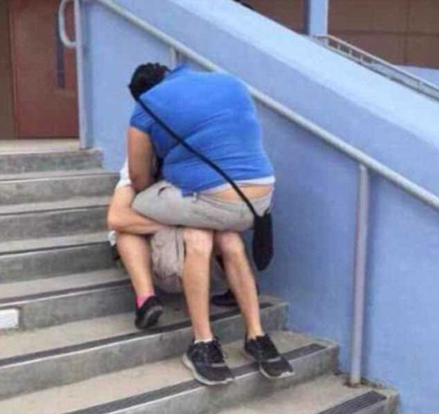 awkward intimacy of couples in public place