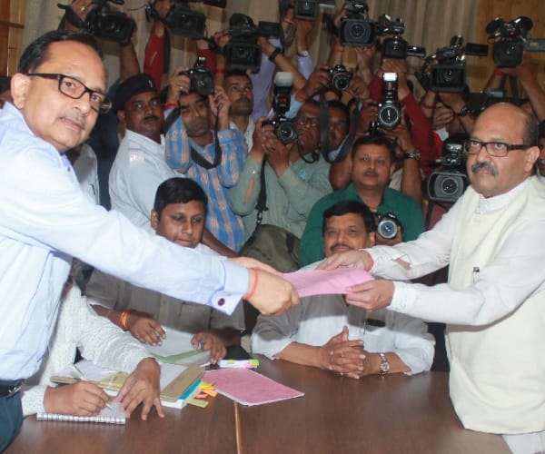 Amar Singh files nomination for Rajya Sabha.