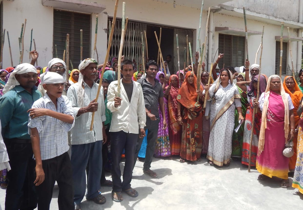 People protested in executive engineer office