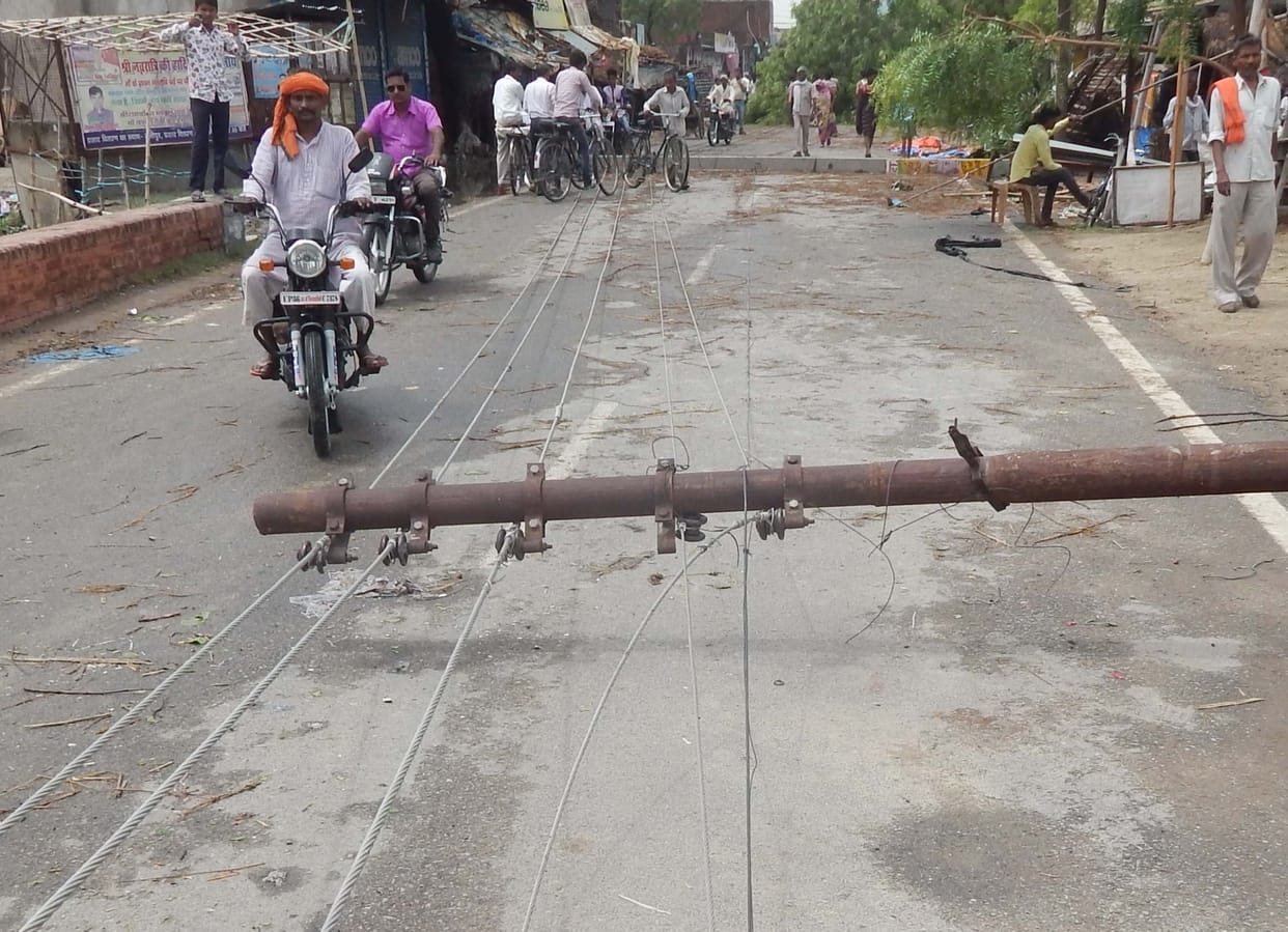 In many places broken pole, power supply disrupted