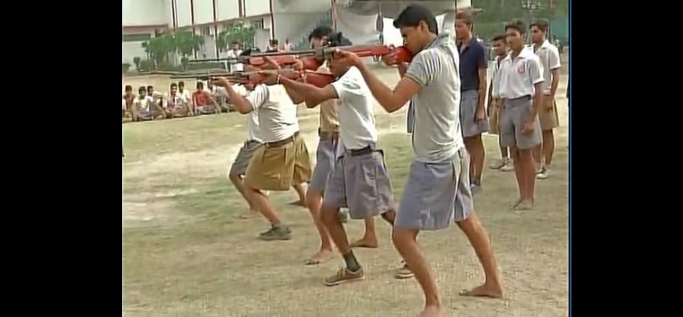 delf defence camp organised by bajrang dal in noida