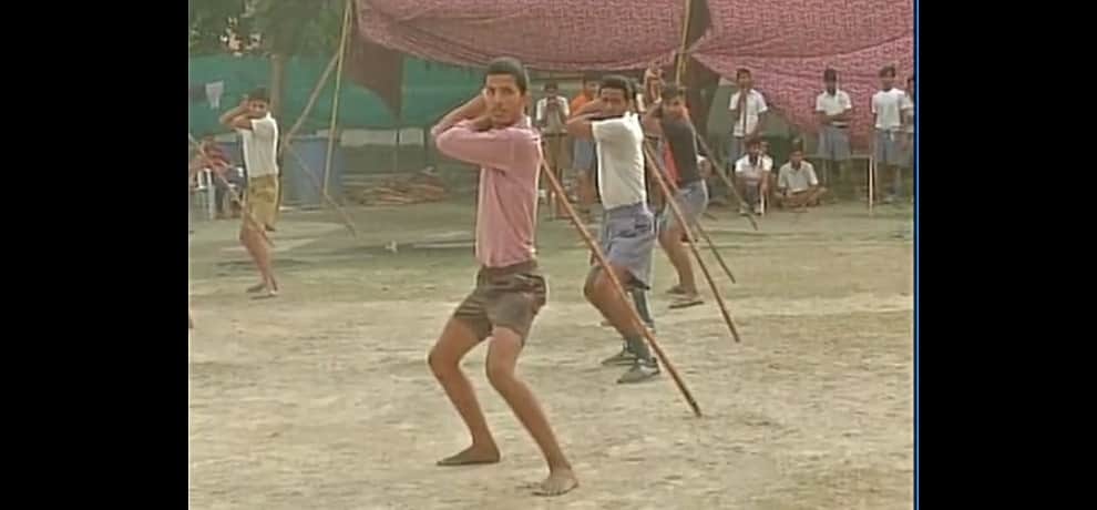 delf defence camp organised by bajrang dal in noida