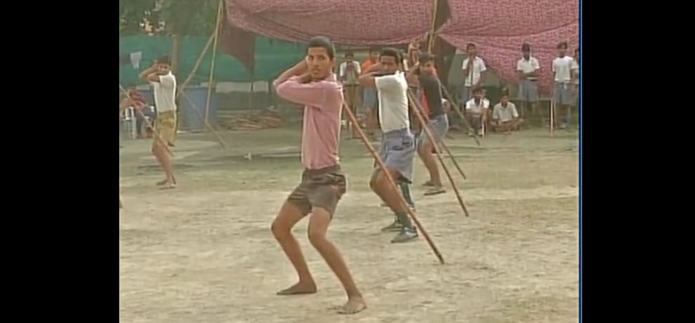 delf defence camp organised by bajrang dal in noida