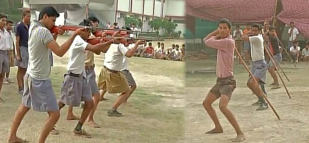delf defence camp organised by bajrang dal in noida