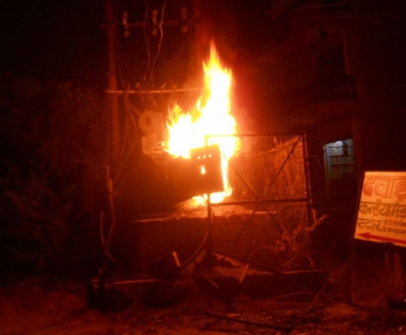 Police station near the transformer fire