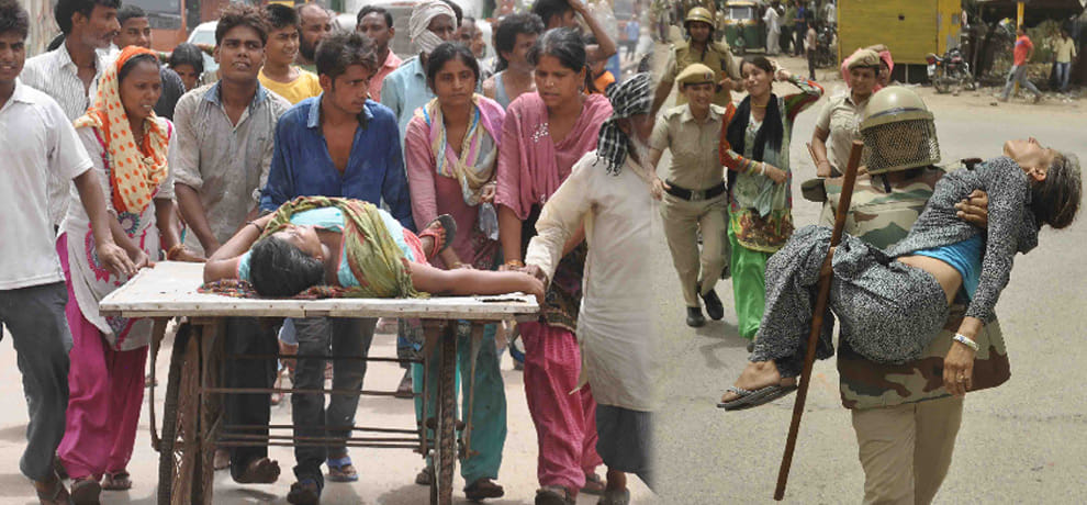 stone pelting on on team of corporation which came for encroachment