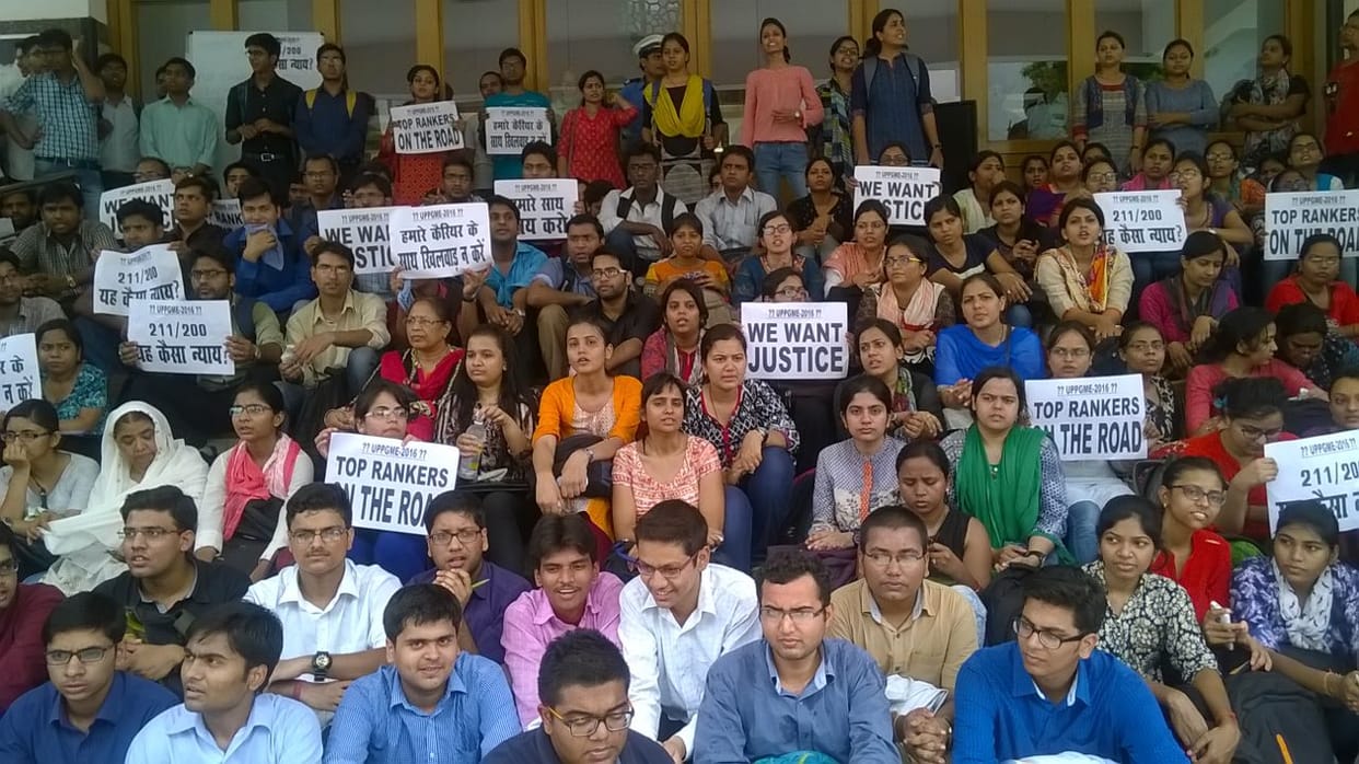 kgmu medicose protest against uppgmee merit