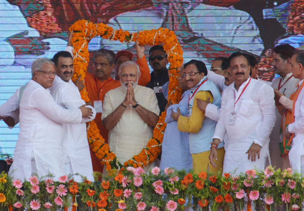 BJP's former state president ignored in Modi's rally.