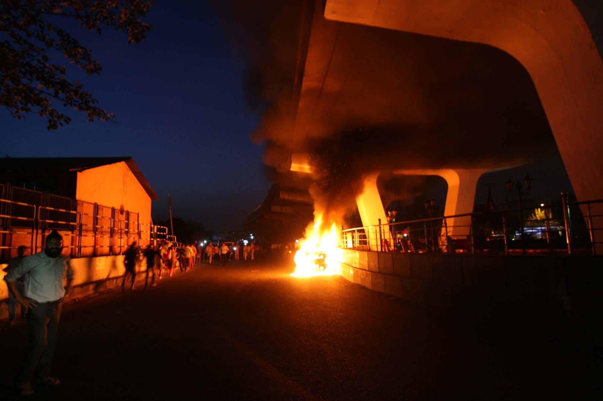 car burned in jammu