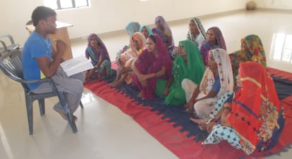 boy teaches to illiterate women in village shivpuri bkt lucknow