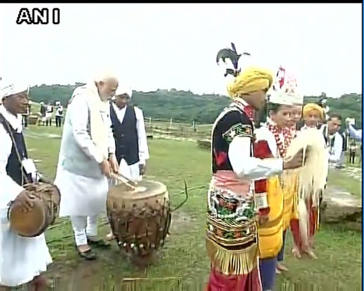 Modi arrives in Mawphlang village of Meghalaya