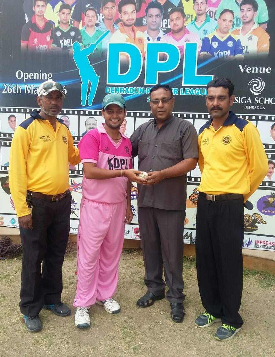 dpl: tehri lions won by 177 run, devendra take 8 wickets.