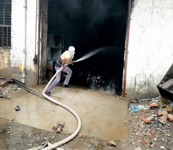 two people burnt alive in fire incident in shoe factory bahadurgarh