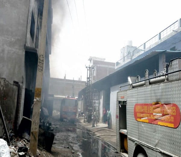 two people burnt alive in fire incident in shoe factory bahadurgarh