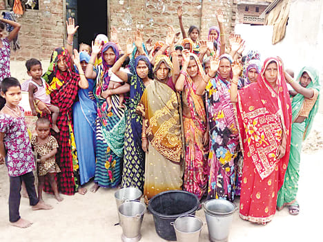 women protesting for clean water