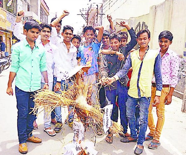 Burnt effigies of private schools