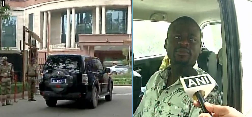 Delhi:Family members of deceased Congolese student Olivier arrive at MEA with Congo ambassador