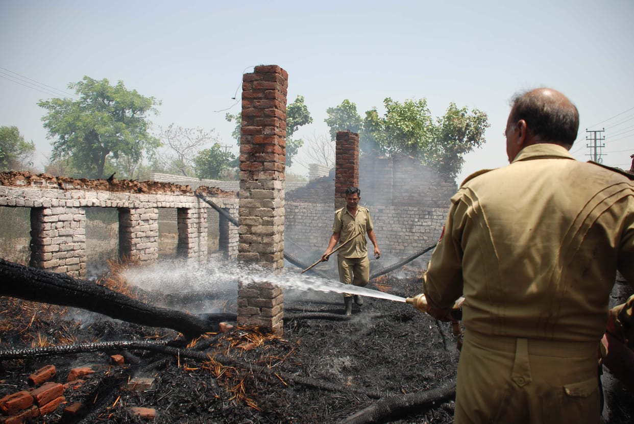 Fire broke out in poultry sheds 