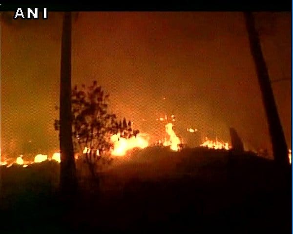 forest fire breaks out near baba ghulam shah university in rajouri