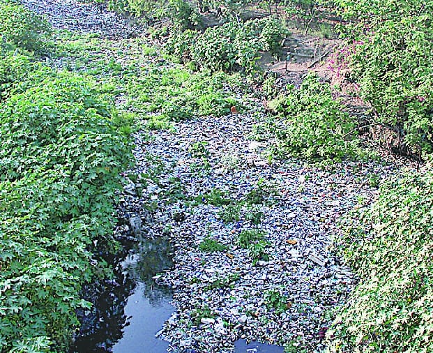 City garbage into the river to reach Dmola