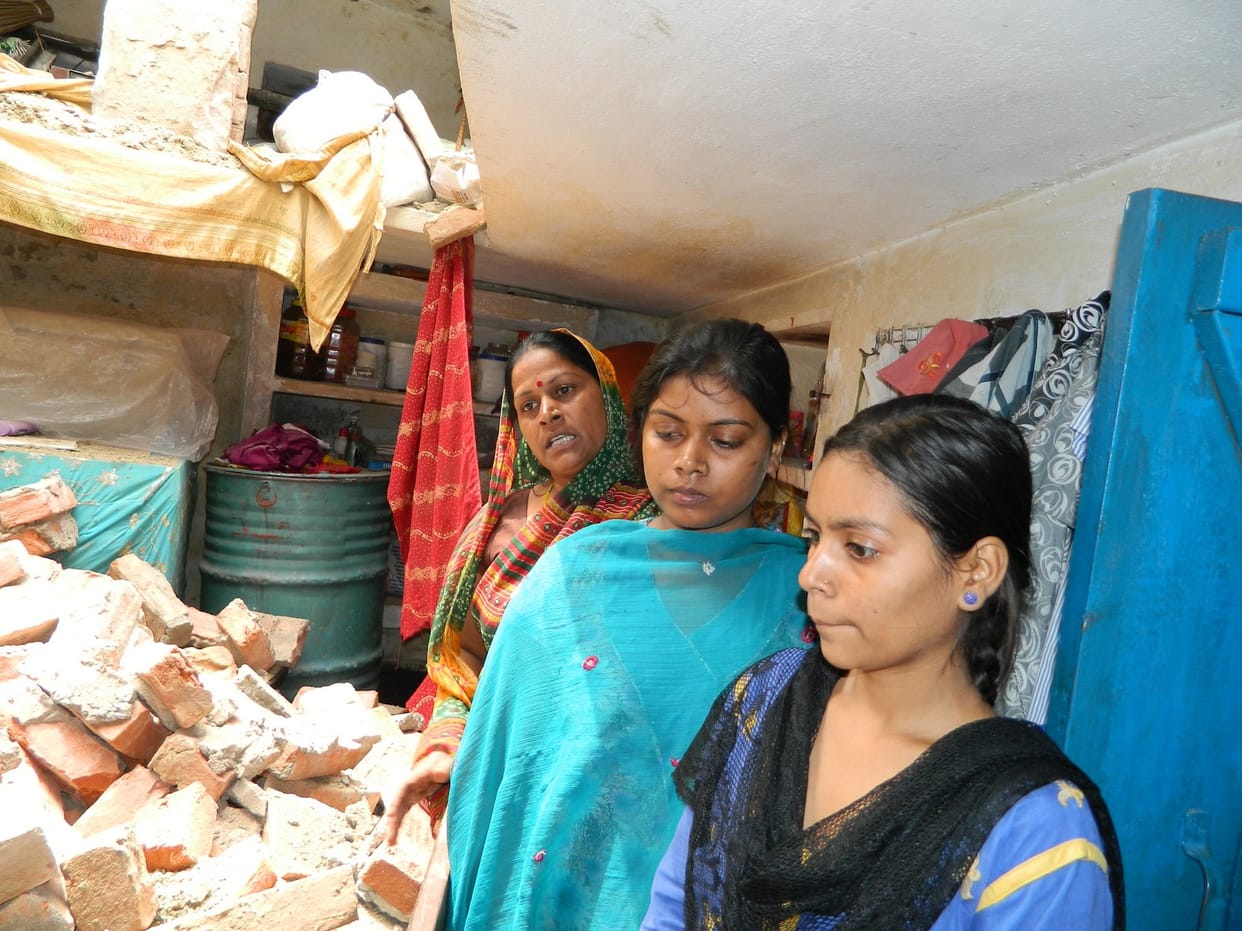 The roof collapsed, injuring two teenagers