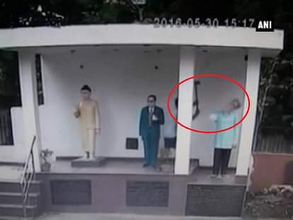 Watch: Statue of BSP founder Kanshi Ram vandalized by unidentified men