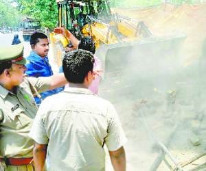 encroachments removed at bharatkund
