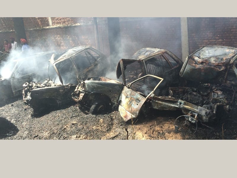Police station, nine vehicles charred, short circuit, Ropar