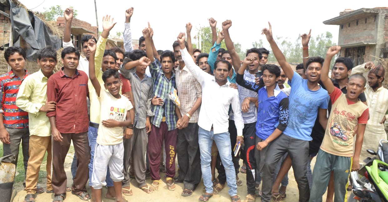 Against power department Villagers demonstrating, protesting