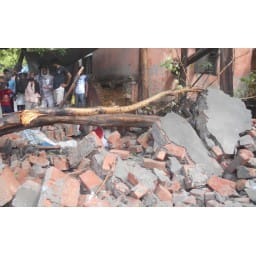civil hospital, wall, fall down, old man, dead