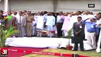 Telangana CM unfurls 290-feet high national flag on foundation day